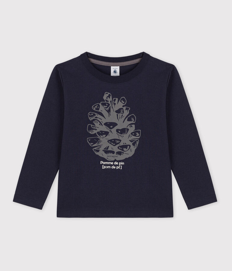 Boys' Long-Sleeved Cotton T-Shirt SMOKING blue