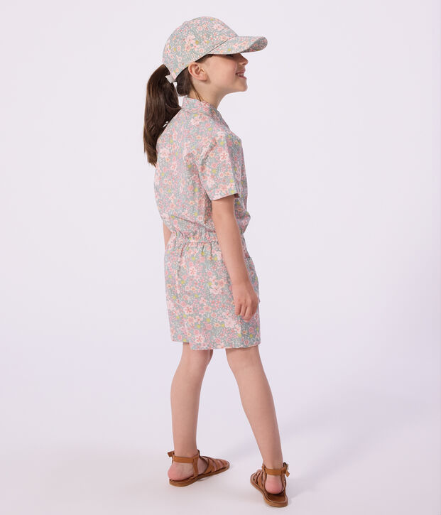 Children's short cotton jumpsuit blue/multicolor