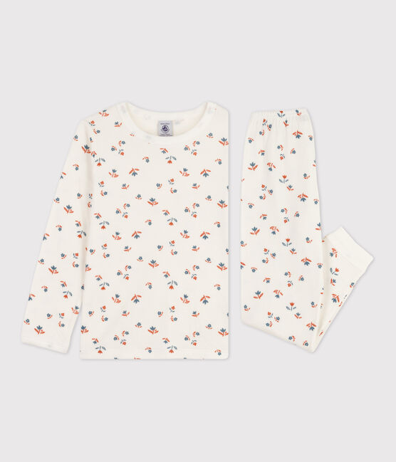 Girls' Floral Tube Knit Pyjamas MARSHMALLOW white/MULTICO white