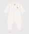 Mini Heart Patterned Cotton Sleepsuit MARSHMALLOW white