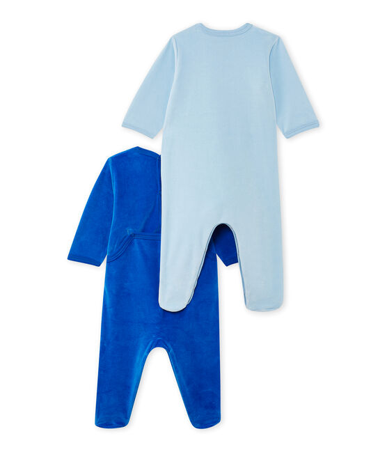 Set of 2 baby girl's velour sleepsuits . white