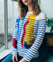 women's creative breton top MARSHMALLOW white/PERSE blue
