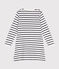 Children's stripy cotton nightdress MARSHMALLOW white/SMOKING blue