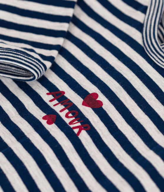 Babies' Stripy Tube Knit Pyjamas MEDIEVAL blue/MONTELIMAR