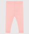 Baby girl's leggings in plain 1x1 rib knit CHEEK pink