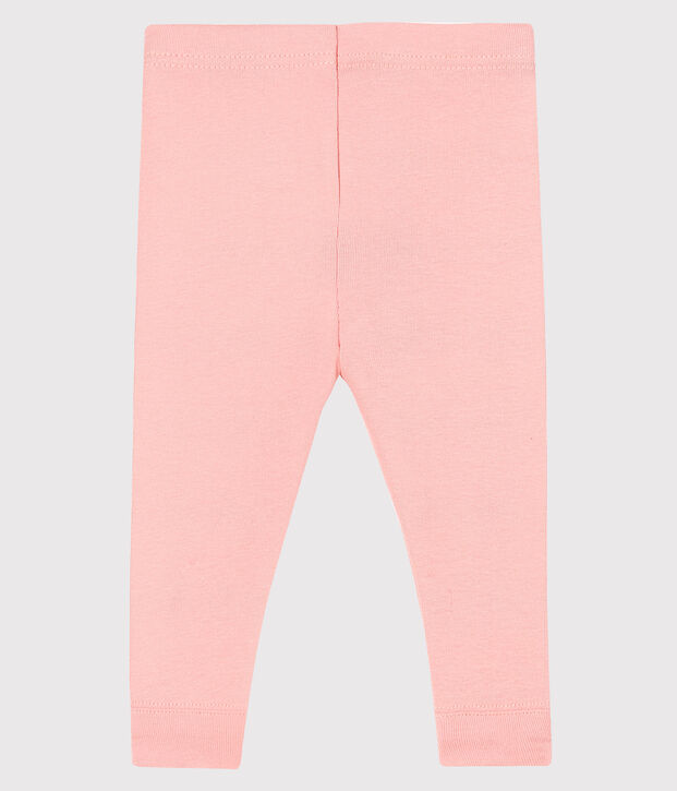 Baby girl's leggings in plain 1x1 rib knit pink