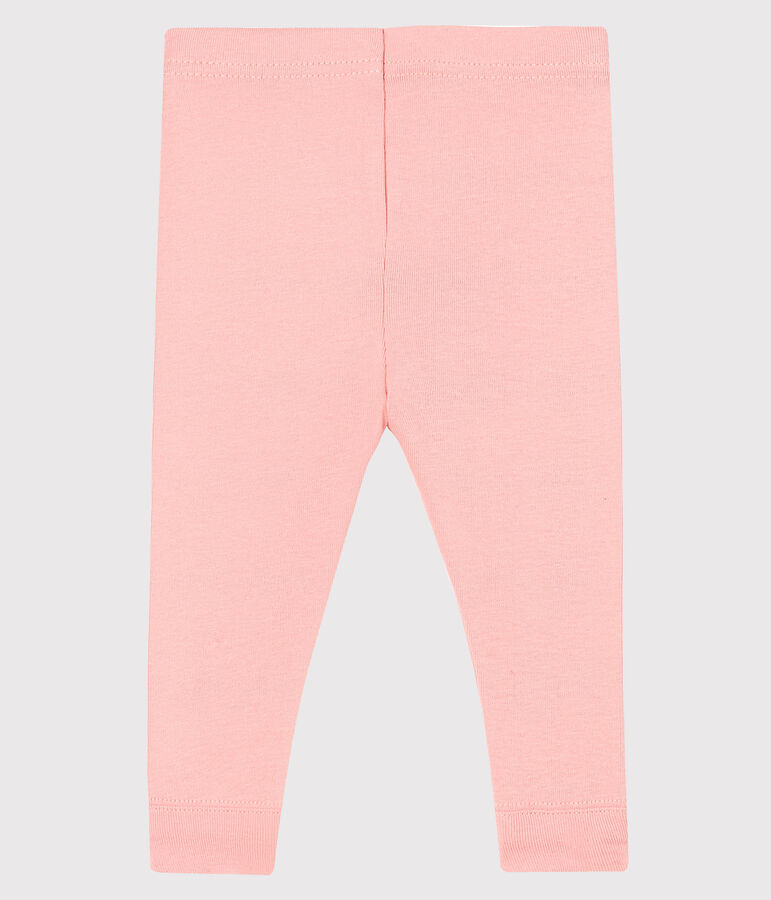 Baby girl's leggings in plain 1x1 rib knit pink