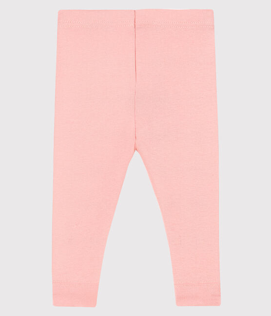 Baby girl's leggings in plain 1x1 rib knit CHEEK pink