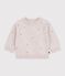 Babies' jumper in wool and cotton with embroidered flowers pink/multicolor