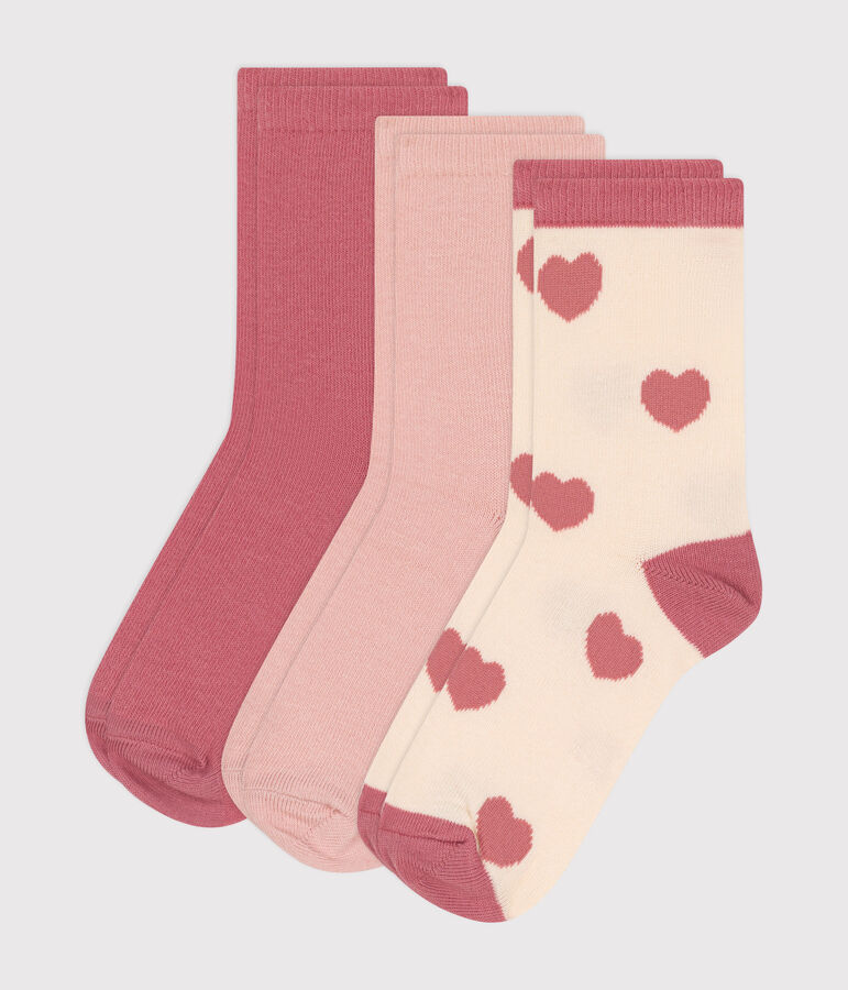Children's heart-patterned cotton socks - 3-pack multicolor