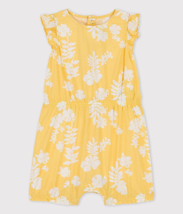 Babies' Poplin Hawaii Print Short Playsuit yellow/white