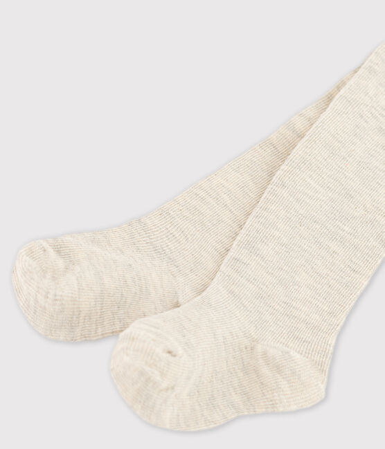 Babies' Plain Cotton Tights MONTELIMAR CHINE beige