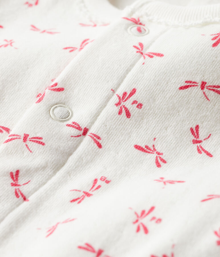 Baby Girls' Tube Knit Bodyjama MARSHMALLOW white/GROSEILLER pink