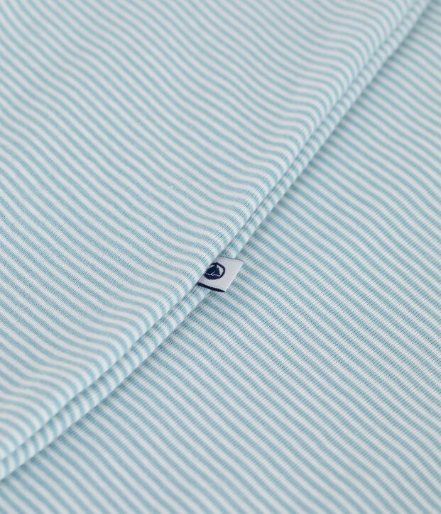 Stripy cotton 0.5 TOG baby sleeping bag green/white