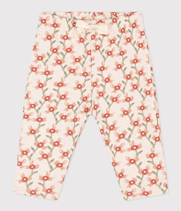 Babies' Patterned Quilted Tube-Knit Trousers Ecru/multicolor
