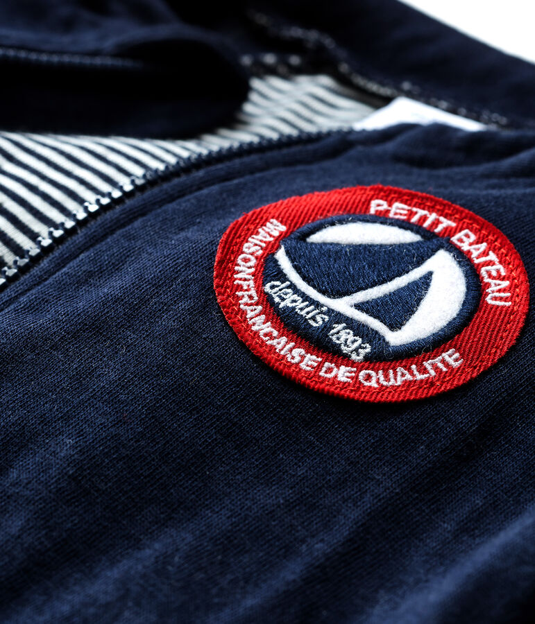 Baby Boys' Zip-Up Tube Knit Cardigan SMOKING blue/MARSHMALLOW CN white