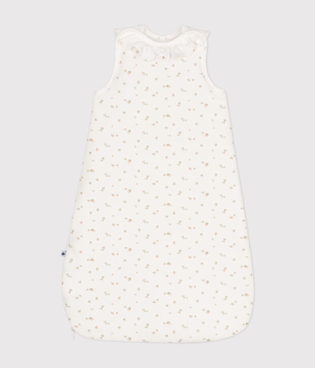 Babies' floral velour TOG3 sleeping bag white/multicolor