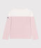 Women's long-sleeved cotton Breton t-shirt MARSHMALLOW white/CHARME pink