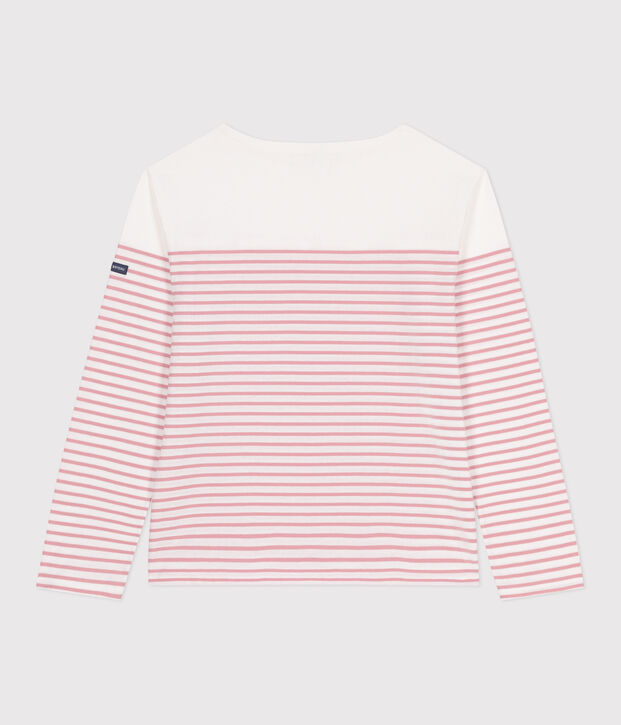 Women's long-sleeved cotton Breton t-shirt white/pink