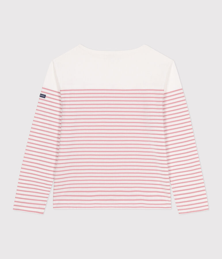 Women's long-sleeved cotton Breton t-shirt white/pink