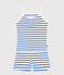 Women's short, stripy, strappy pyjamas MARSHMALLOW white/PERSE blue