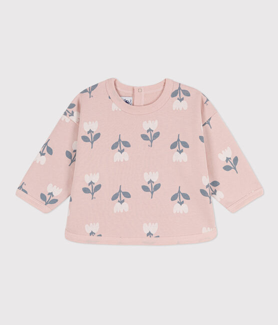 Babies' Floral Fleece Sweatshirt SALINE pink/MULTICO white