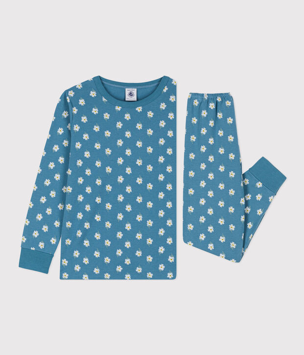 Girls' Floral Cotton Pyjamas blue/multicolor