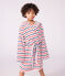 Children's stripy cotton terry bathrobe MARSHMALLOW white/MULTICO white