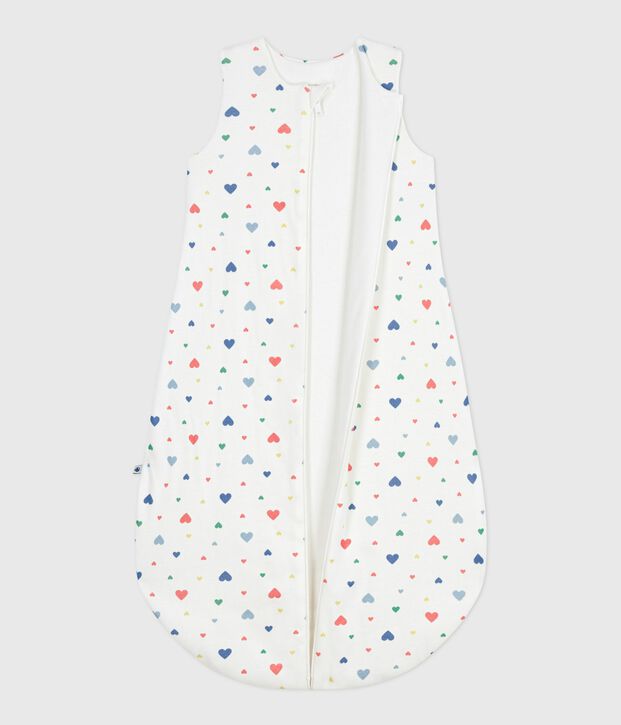 Babies' 2 TOG heart-print cotton sleeping bag white/multicolor
