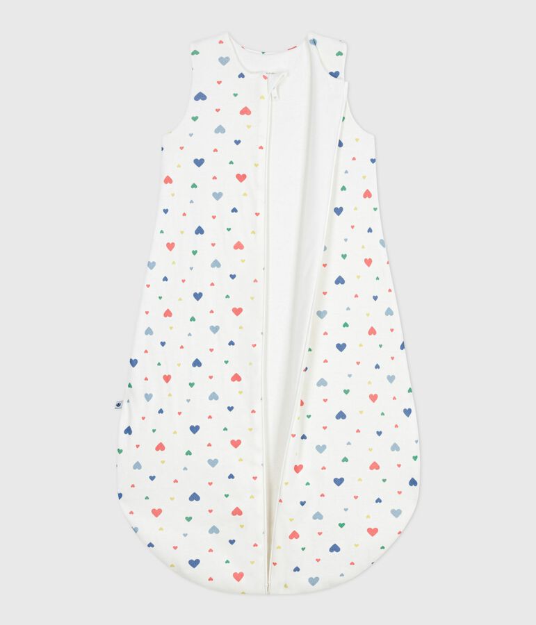 Babies' 2 TOG heart-print cotton sleeping bag white/multicolor