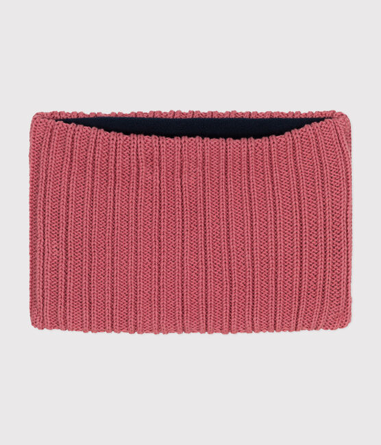Children's fleece-lined knitted snood ROSEWOOD pink