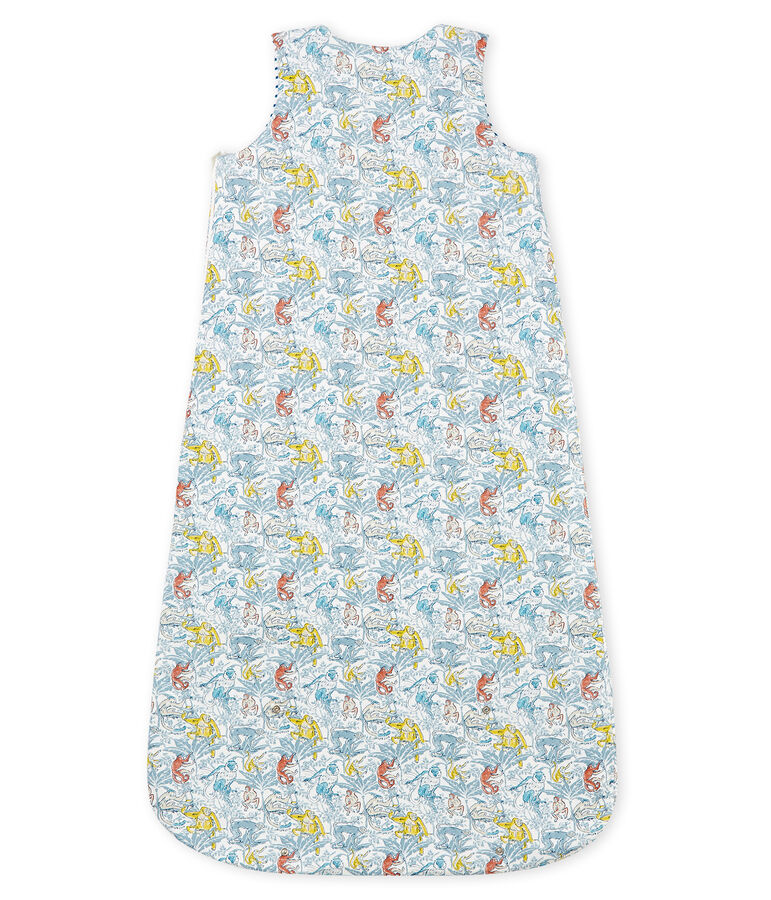 Baby Boys' Reversible Sleeping Bag in Cotton MARSHMALLOW white/CONTES blue