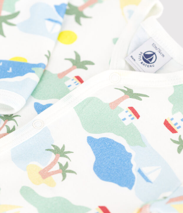 Babies' printed cotton footless pyjama suit white/multicolor