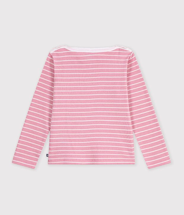 Children's cotton Breton top pink/white