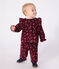 Babies' corduroy trousers printed with flowers red/multicolor