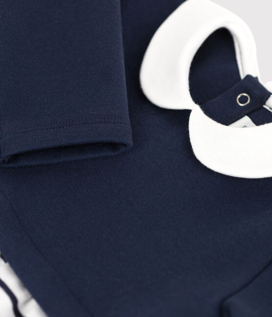 Babies' Long-Sleeved Dual Material Dress SMOKING blue/ECUME white