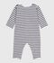 Babies' stripy printed cotton footless pyjama suit blue/blue