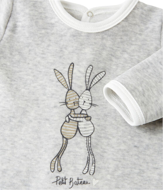Unisex baby's terry velour sleeper BELUGA CHINE grey