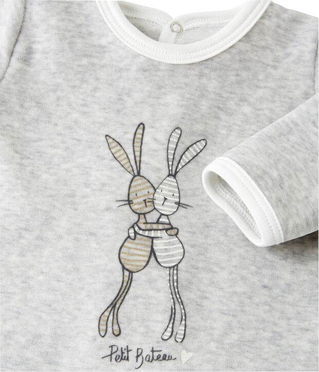 Unisex baby's terry velour sleeper grey
