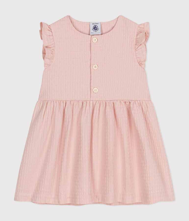 Babies' Sleeveless Textured Cotton Dress pink