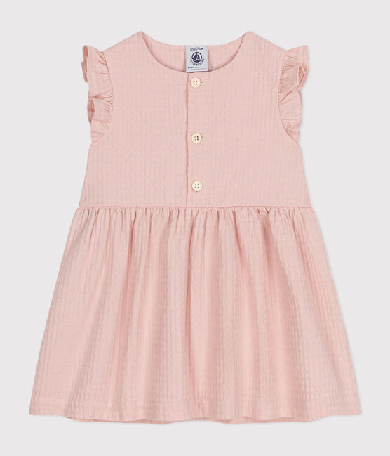 Babies' Sleeveless Textured Cotton Dress SALINE pink