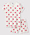 Girls' Heart Patterned Cotton Short Pyjamas MARSHMALLOW white/TERKUIT red