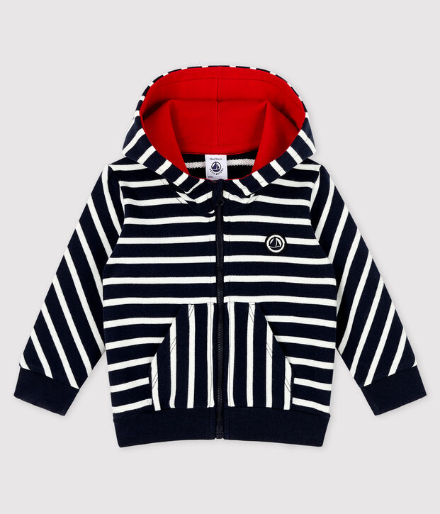 Baby boy's hooded sweatshirt blue/white