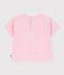 Babies' short-sleeved cotton T-shirt with a flower motif pink