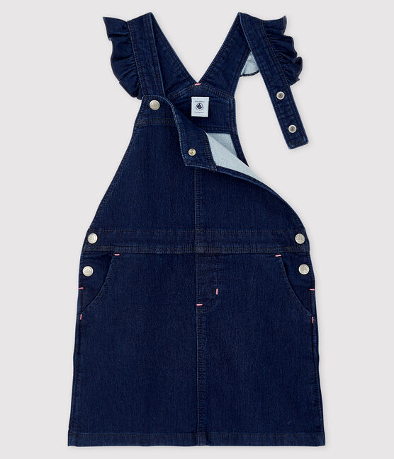 Girls' Denim Dungaree Dress DENIM BLEU FONCE blue