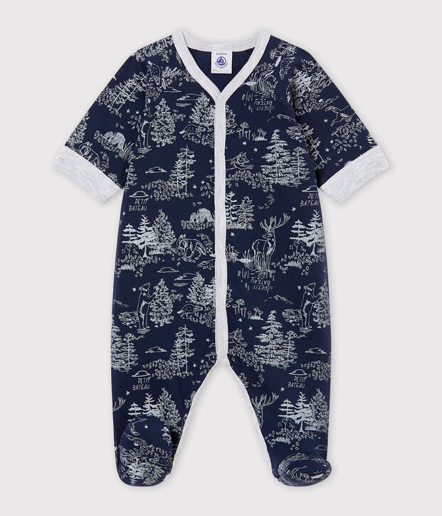 Baby boy's sleepsuit blue/white