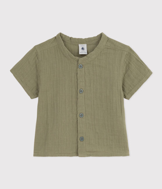 Babies' Short-Sleeved Cotton Gauze Shirt MARECAGE green