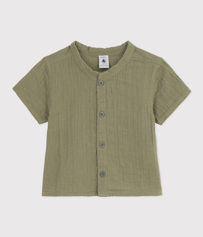 Babies' Short-Sleeved Cotton Gauze Shirt green