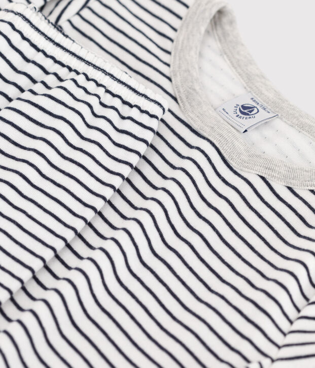 Children's Unisex Striped Tube Knit Pyjamas white/blue