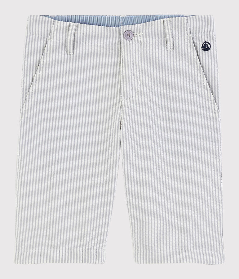 Boys' Seersucker Bermuda Shorts grey/white